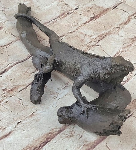 Bronze Iguana auf Baum Zweig Skulptur Handgemacht Klassisch Reptil Grafik Statue - Bild 5 von 10