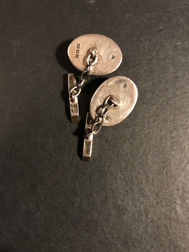 Solid Silver And Pink Rasberry rhondonite Cuff Links - Picture 7 of 8