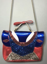 Disney Danielle Nicole Snow White Dress Satchel Bag Blue Red Glitter Chain Strap