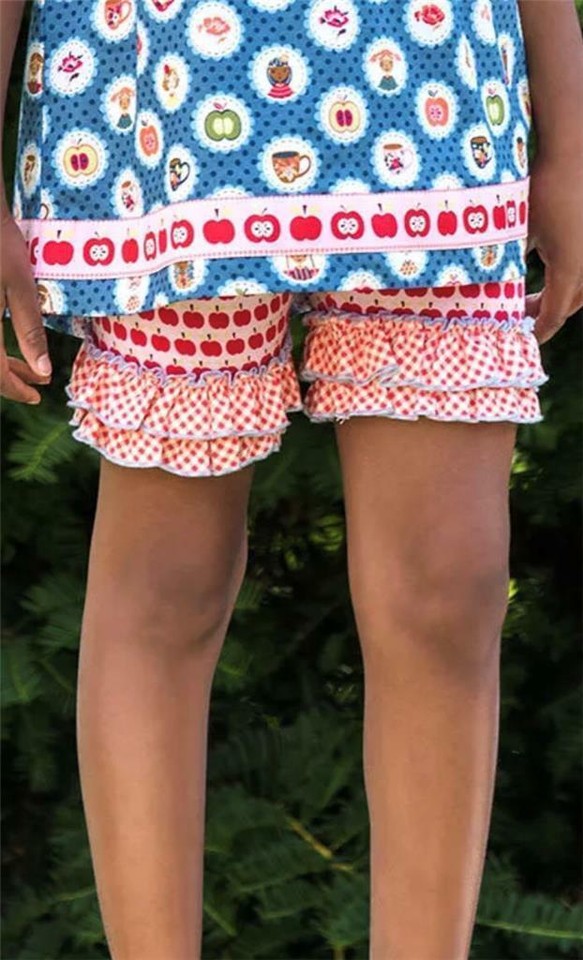 Matilda Jane ~ Day Camp Shorties ~ sz 8 Blue White Yellow Polka Dots
