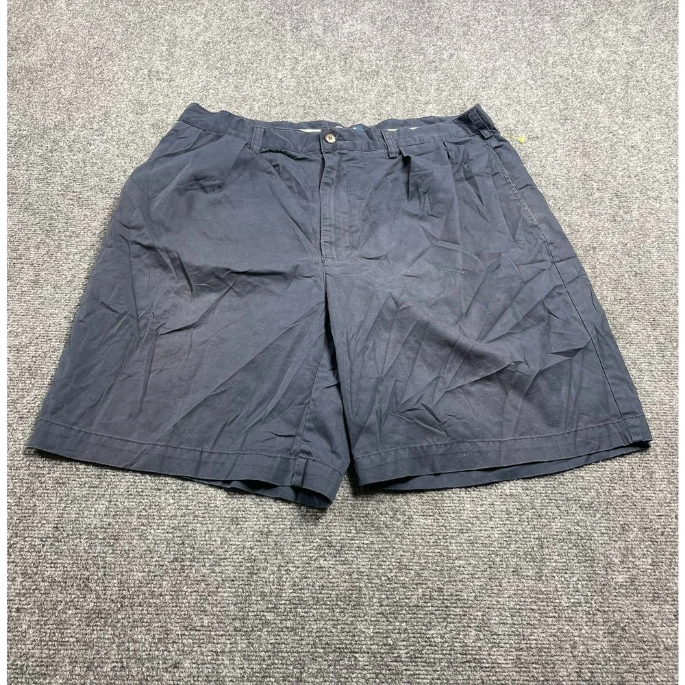 Men's Navy Blue Button Fly Classic Fit Pleated Chino Cotton Tyler Short Size 34W