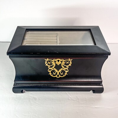 Bombay Jewelry Box 2005 solid dark wood 10'' X 6.25'' X  5''