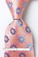 New Classic Floral Pink Blue JACQUARD WOVEN 100 Silk Men's Necktie Tie