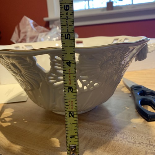 VTG LENOX BUTTERFLIES and LACE Large Centerpiece Bowl Gold Trim Pierced