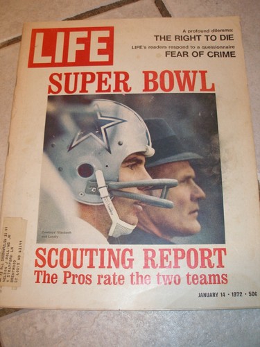 Januar 1972 Life Mag - Super Bowl Scouting Reports Dallas Cowboys Miami Dolphins