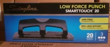 Swingline Smart Touch Compact 3 Hole Paper Punch, 20 Sheet Capacity 