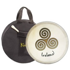 Bodhran 16" with Bag and Beater, Koda Irish Drum, NEWGRANGE SWIRL GOLD