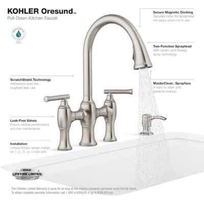 KOHLER Oresund Vibrant Stainless 2-handle High-arc Kitchen Faucet  