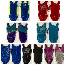 NWT AL adult large Alpha Factor, Motionwear gymnastics leotard Scrunchie Sequins