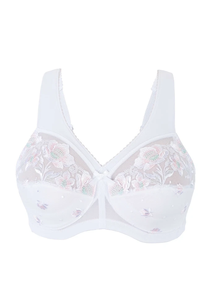 MAGIC (UPLIFT!) $45 Bra ~Gorgeous Embroidery~ FULL-FIGURE & PLUS-SIZES White NEW - Image 3 of 4