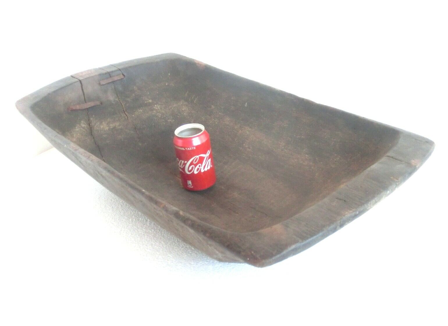 💥 28.80" ANTIQUE wooden hand hewn massive PRIMITIVE country trencher dough bowl