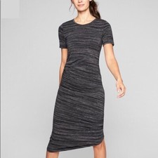 Women’s S Small Athleta Black Gray Downtown Ruched Dress Knee Length