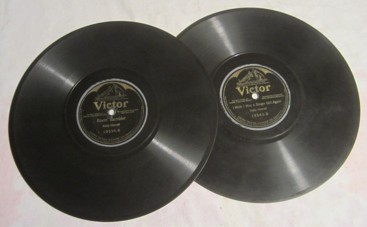 Two KELLY HARRELL 78's -- Victor 19563 & 19596 -- NEW RIVER