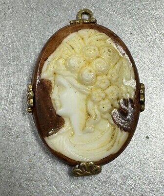 Exquisite Antique 10k carved cameo brooch of Women's Face