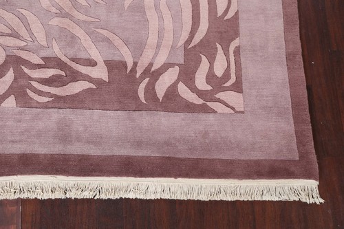Nature Print Nepalese Oriental Area Rug Hand-knotted Wool Home Decor 8x10 Carpet - Picture 6 of 12