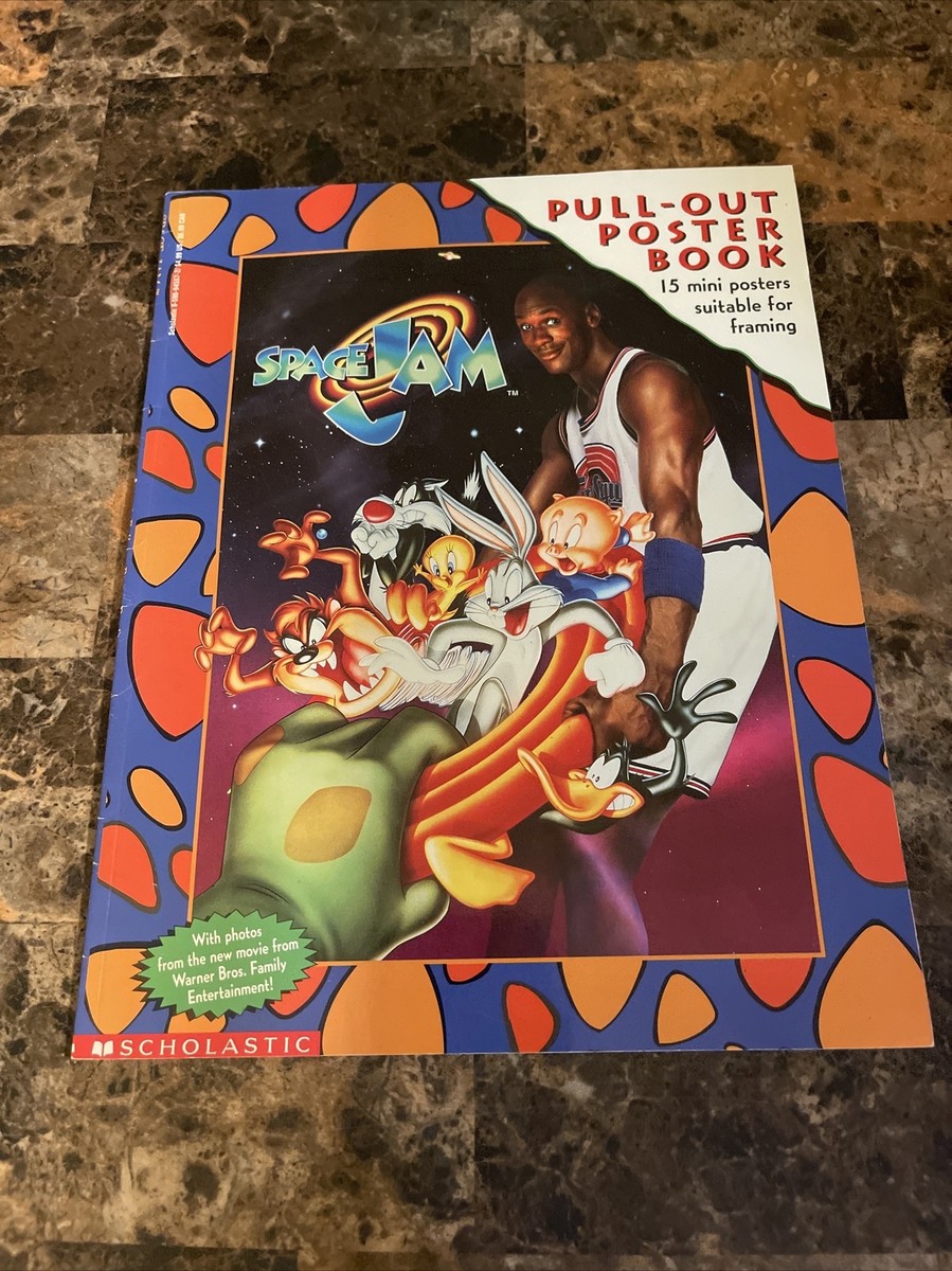 VIntage 1996 Scholastic Space Jam Pull-Out Poster Book with 15