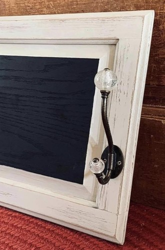 Wood Framed Chalkboard Coat Rack Hanging Message Board Shabby Chic Handmade - Picture 4 of 4