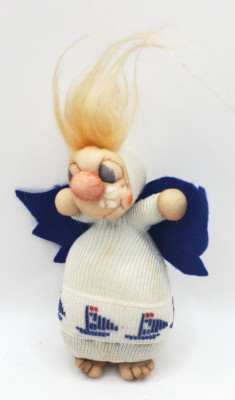 Vintage Stuffed Pantyhose Granny Grandma Nylon Stocking Blue Wings Doll