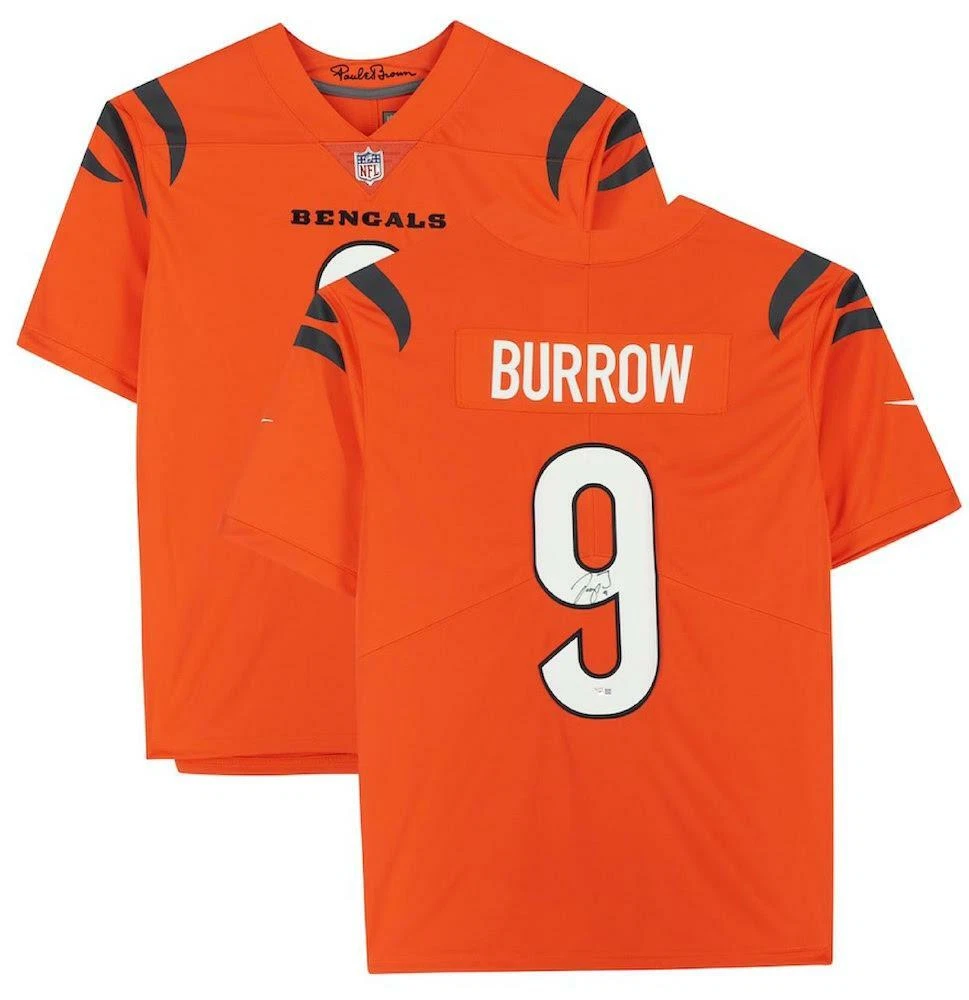 JOE BURROW Autographed Bengals 2021 Orange Nike Limited Jersey