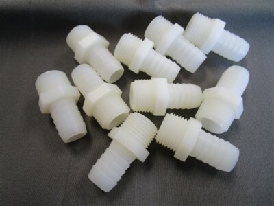 NYLON ADAPTER FITTING 5/8'' BARBED X 7/8'' THREADED SET OF ( 10 ) MARINE BOAT