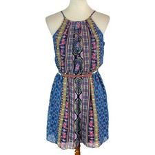 By&By Womans Dress Size S Pattern Lightweight Belted Spaghetti Strap Boho 