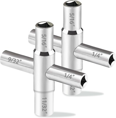 2Pcs 4 Way Sillcock Key Set 1/4'', 9/32'', 5/16'', 11/32 Steel Sillcock Water Hose