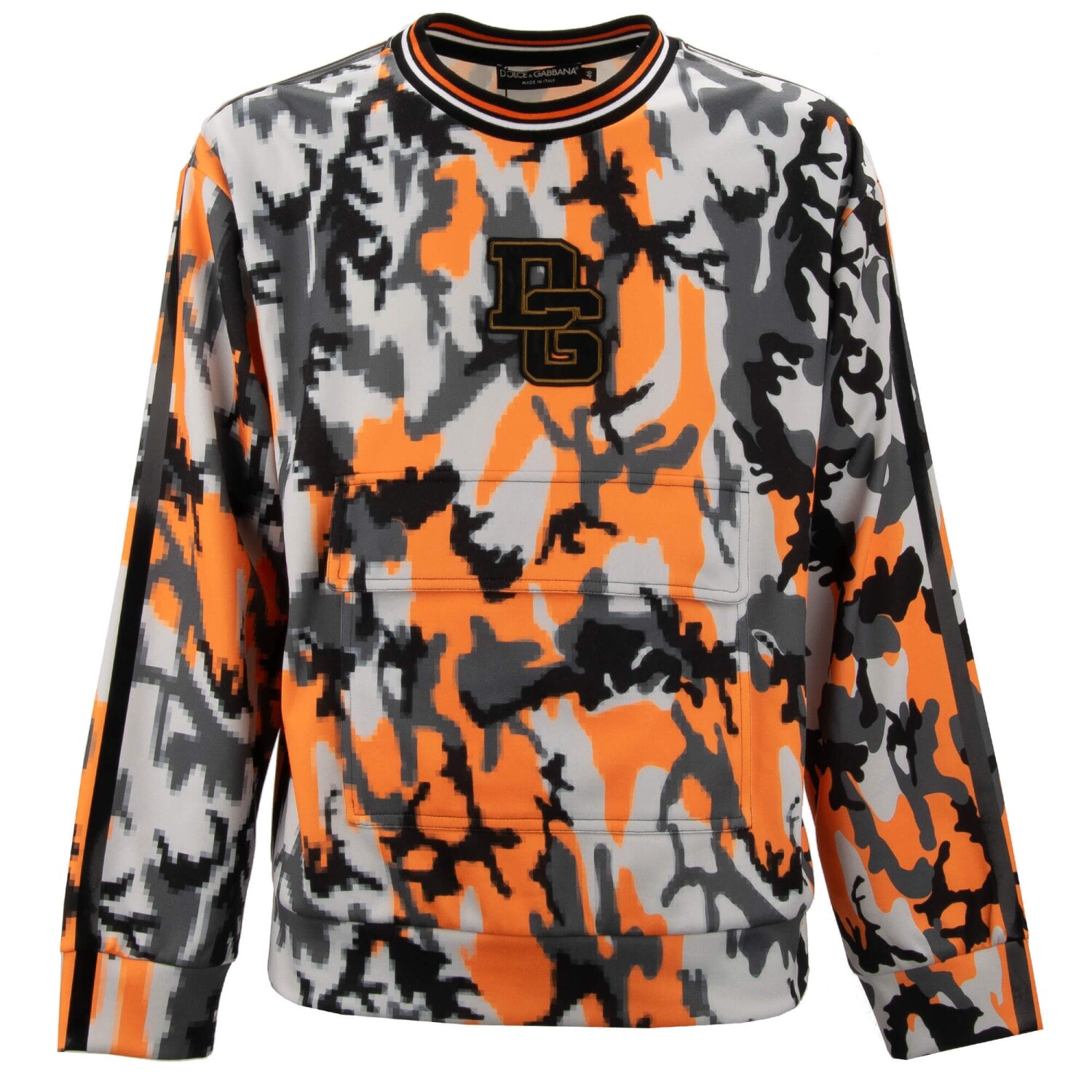 DOLCE & GABBANA DG Logo Camouflage Pull Orange Gris