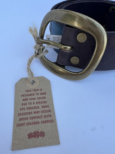 NWT Vintage 90s Y2k Lucky Brand patchwork leather belt brass buckle sz 32 boho - Picture 4 of 15