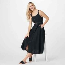 All Worthy Hunter McGrady Tall Belted Woven Dress Black Tall Size 20 A496204