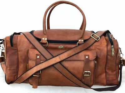 30 '' Stecker Duffle Ziege Fitness Leder Gepäck Reise Original Brown Retro Tasche