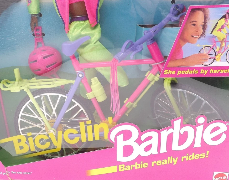 Barbie pedales de bicicleta afroamericana Mattel 1990 12" muñeca 11817 Foto 3 de 4