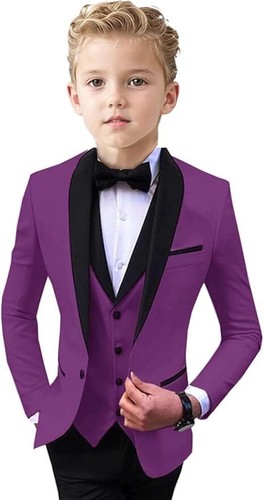 Boys Tuxedo 4 Piece Suit Set,Slim Fit Suit for Boys Wedding Outfit Ring Bearer - Picture 12 of 30