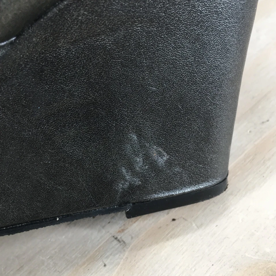 A2 By Aerosoles Tacones Mujer 11 M Peluche Animal Cuña Tirantes Eslinga Gris Foto 4 de 4