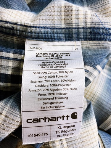 Carhartt Mens Vented Shirt Size XL Relaxed Fit Blue Button Up Short Sleeve - Picture 6 of 7