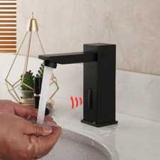 Bathroom Sink Faucet Automatic Sensor Hands Free Brass Black Mixer 1 hole Taps
