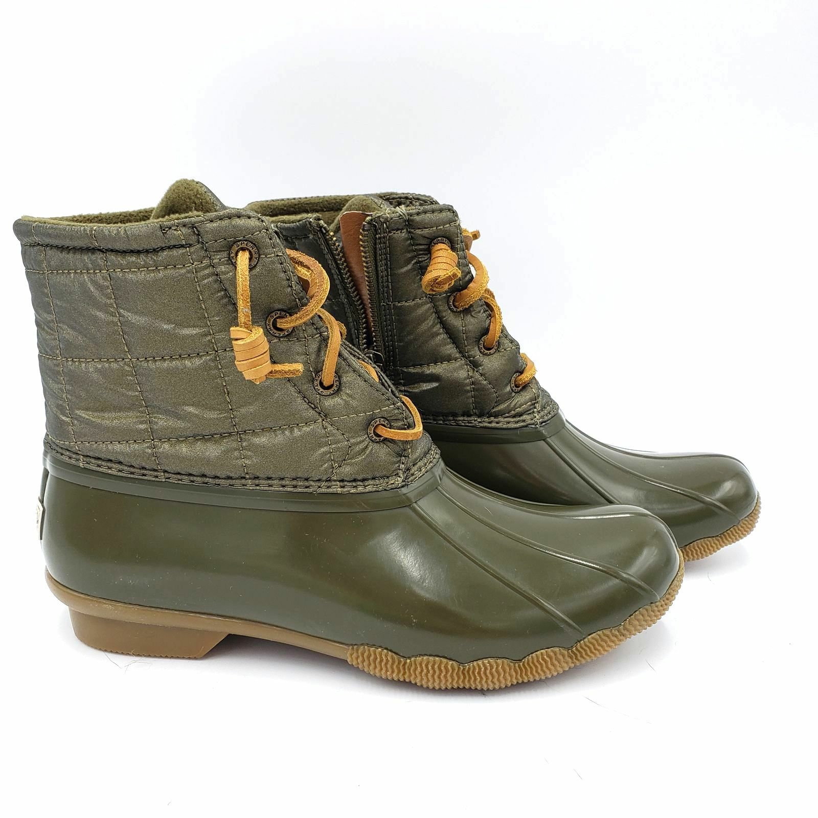 sperry olive green duck boots