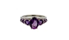 Vintage Sterling Silver Seven Stone Oval Cut Purple Amethyst Statement Ring BBJ