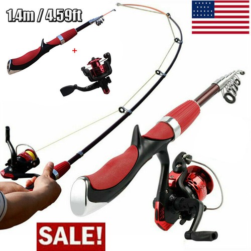TELESCOPIC SPINNING ROD AND REEL COMBO SET CARBON FIBER FISHING ROD NEW - Picture 2 of 11