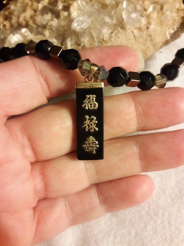 Asian Onyx pendant Swarovski Crystal Beaded Necklace New Women jewelry - Picture 4 of 9
