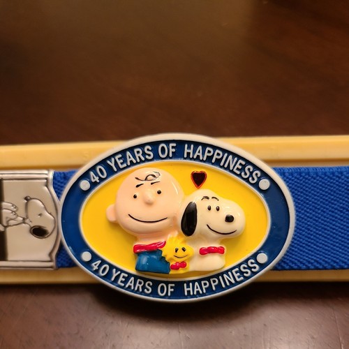 Cinturón elástico ajustable vintage Snoopy 40 años 18"" - 28"" cacahuetes Lee NUEVO - Imagen 2 de 8