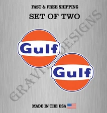 GULF OIL LOGO VINYL DECAL STICKER CAR TRUCK BUMPER GARAGE 4MIL BUBBLE FREE
