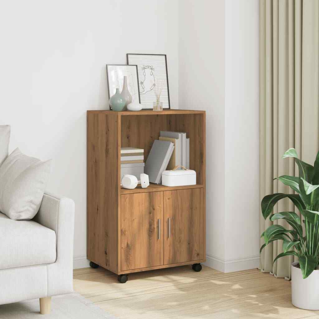 vidaXL Rolling聽Cabinet Artisian Oak 55x40x91 cm Engineered Wood