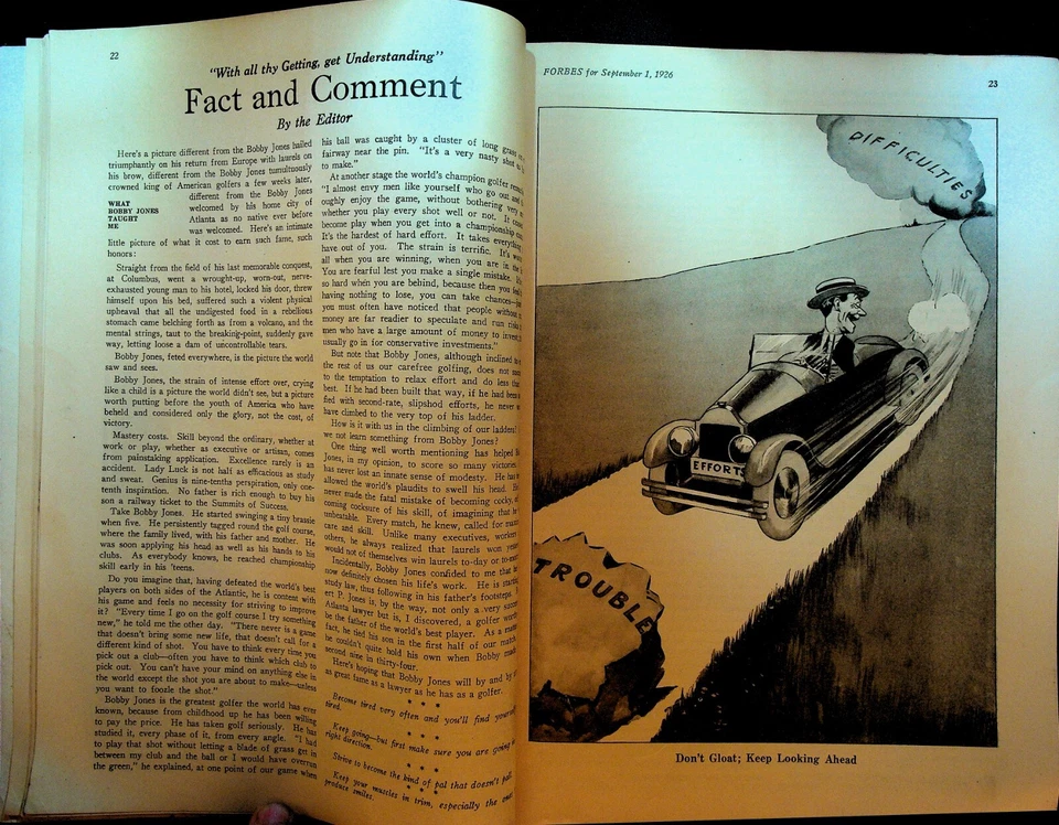Forbes Magazine September 1 1926 Bobby Jones Golf Railroad Stocks - Image 3 of 4
