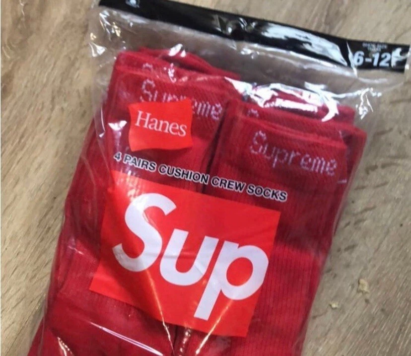 SUPREME x HANES CHAUSSETTES ROUGES FW23 100% AUTHENTIQUES NEUVES LOT DE 4