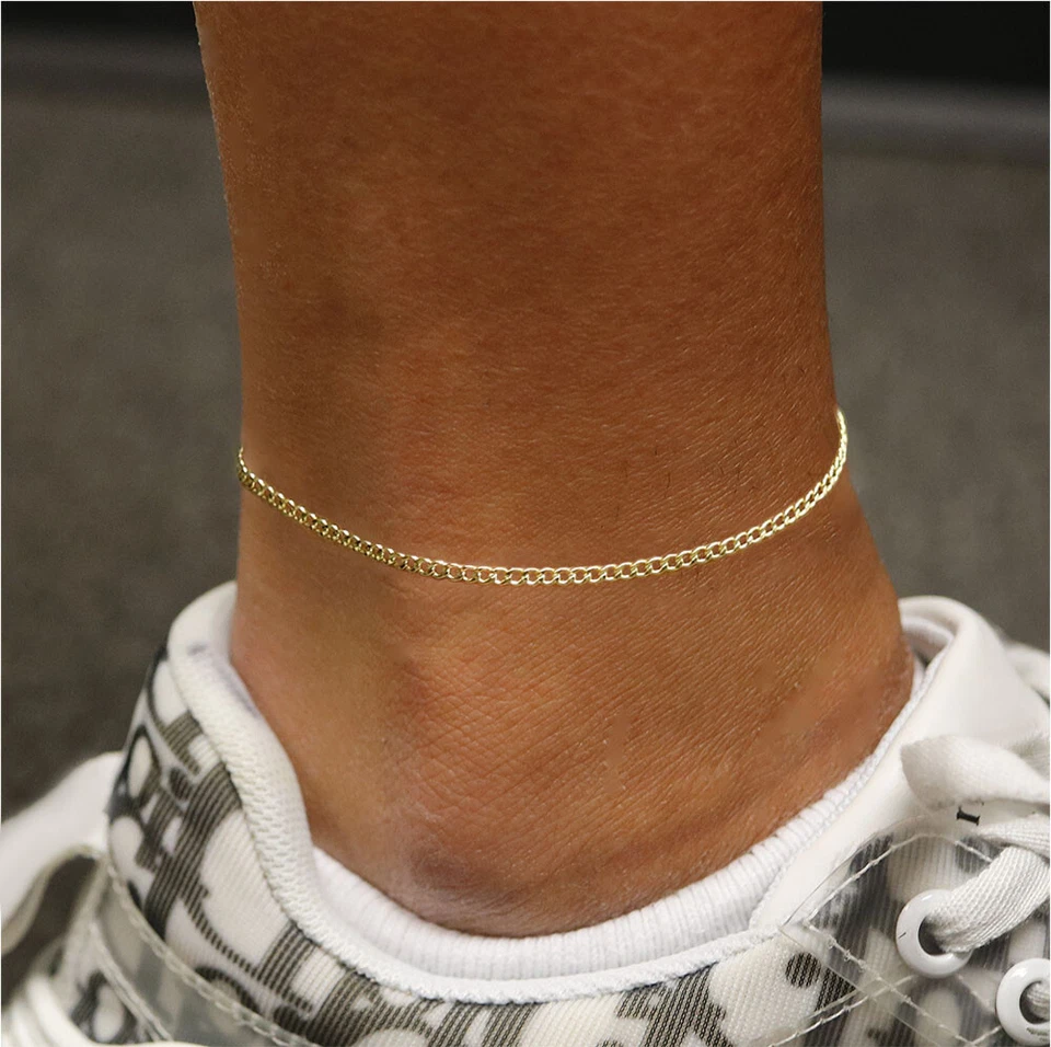 2MM Solid Italian 14K Yellow Gold Curb Cuban Anklet 10" Italy - Image 2 of 4