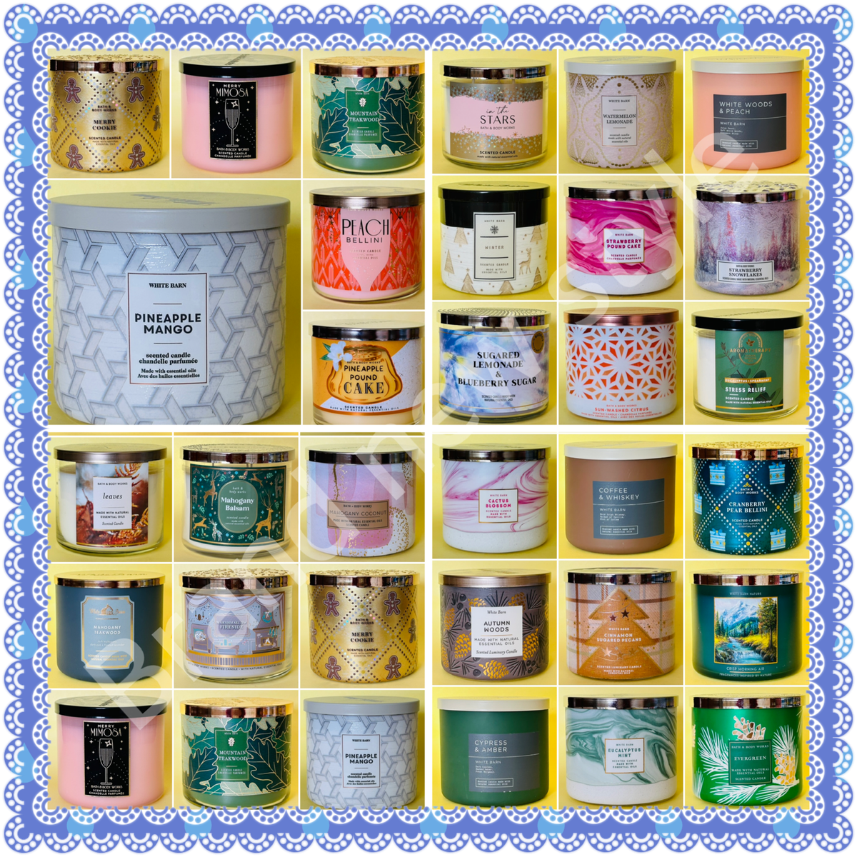 BATH BODY WORKS White Barn 3-WICK CANDLE OZ with LID u pick