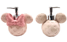 NEW DISNEY MINNIE OR MICKEY MOUSE PALE WITH PINK BOW - PINK RESIN SOAP DISPENSER