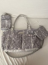 Laura Ashley 4 in 1 Floral Tote Diaper Bag, Gray