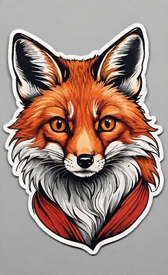 Digital Image Masterpiece Picture Photo  Desktop Wall Art  Fox Sticker Template
