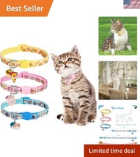 Lightweight Safe Cat Collar Set - Cute Donut, Sushi, Pizza Designs 3-Pack